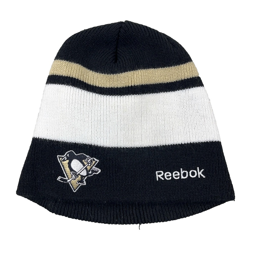 Pittsburgh Penguins Beanie Hat Beanie Skull Cap Toboggan Black White Reebok NHL